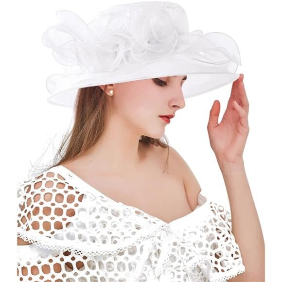 Organza Church Fascinator Hats 024 White